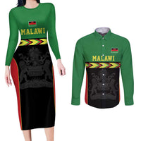 Malawi Cricket Custom Couples Matching Long Sleeve Bodycon Dress and Long Sleeve Button Shirt Malawi Chevron Pattern - Wonder Print Shop