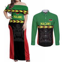 Malawi Cricket Custom Couples Matching Off Shoulder Maxi Dress and Long Sleeve Button Shirt Malawi Chevron Pattern - Wonder Print Shop