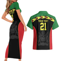 Malawi Cricket Custom Couples Matching Short Sleeve Bodycon Dress and Hawaiian Shirt Malawi Chevron Pattern - Wonder Print Shop