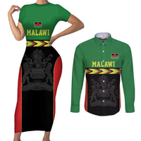 Malawi Cricket Custom Couples Matching Short Sleeve Bodycon Dress and Long Sleeve Button Shirt Malawi Chevron Pattern - Wonder Print Shop