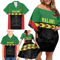 Malawi Cricket Custom Family Matching Off Shoulder Short Dress and Hawaiian Shirt Malawi Chevron Pattern - Wonder Print Shop