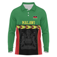 Malawi Cricket Custom Long Sleeve Polo Shirt Malawi Chevron Pattern - Wonder Print Shop