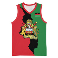 Malawi Flag Map Basketball Jersey Simple Malawi Emblem Coat of Arms - Wonder Print Shop