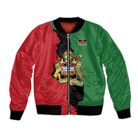 Malawi Flag Map Bomber Jacket Simple Malawi Emblem Coat of Arms - Wonder Print Shop
