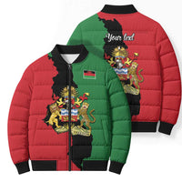 Malawi Flag Map Bomber Puffer Jacket Simple Malawi Emblem Coat of Arms - Wonder Print Shop