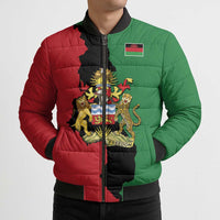 Malawi Flag Map Bomber Puffer Jacket Simple Malawi Emblem Coat of Arms - Wonder Print Shop