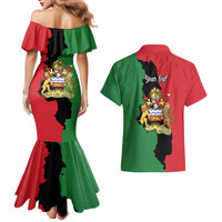 Malawi Flag Map Couples Matching Mermaid Dress and Hawaiian Shirt Simple Malawi Emblem Coat of Arms - Wonder Print Shop