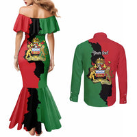 Malawi Flag Map Couples Matching Mermaid Dress and Long Sleeve Button Shirt Simple Malawi Emblem Coat of Arms - Wonder Print Shop