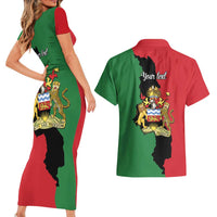 Malawi Flag Map Couples Matching Short Sleeve Bodycon Dress and Hawaiian Shirt Simple Malawi Emblem Coat of Arms - Wonder Print Shop