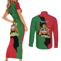 Malawi Flag Map Couples Matching Short Sleeve Bodycon Dress and Long Sleeve Button Shirt Simple Malawi Emblem Coat of Arms - Wonder Print Shop