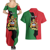 Malawi Flag Map Couples Matching Summer Maxi Dress and Hawaiian Shirt Simple Malawi Emblem Coat of Arms - Wonder Print Shop
