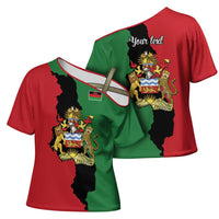 Malawi Flag Map Cross Shoulder Shirt Simple Malawi Emblem Coat of Arms - Wonder Print Shop