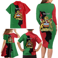 Malawi Flag Map Family Matching Long Sleeve Bodycon Dress and Hawaiian Shirt Simple Malawi Emblem Coat of Arms - Wonder Print Shop