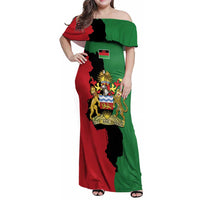 Malawi Flag Map Family Matching Off Shoulder Maxi Dress and Hawaiian Shirt Simple Malawi Emblem Coat of Arms - Wonder Print Shop
