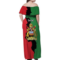 Malawi Flag Map Family Matching Off Shoulder Maxi Dress and Hawaiian Shirt Simple Malawi Emblem Coat of Arms - Wonder Print Shop