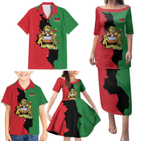 Malawi Flag Map Family Matching Puletasi and Hawaiian Shirt Simple Malawi Emblem Coat of Arms - Wonder Print Shop