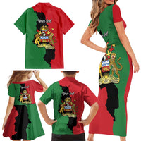 Malawi Flag Map Family Matching Short Sleeve Bodycon Dress and Hawaiian Shirt Simple Malawi Emblem Coat of Arms - Wonder Print Shop