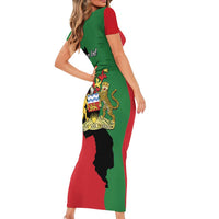 Malawi Flag Map Family Matching Short Sleeve Bodycon Dress and Hawaiian Shirt Simple Malawi Emblem Coat of Arms - Wonder Print Shop