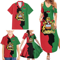 Malawi Flag Map Family Matching Summer Maxi Dress and Hawaiian Shirt Simple Malawi Emblem Coat of Arms - Wonder Print Shop