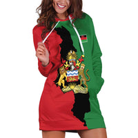 Malawi Flag Map Hoodie Dress Simple Malawi Emblem Coat of Arms - Wonder Print Shop