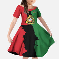 Malawi Flag Map Kid Short Sleeve Dress Simple Malawi Emblem Coat of Arms - Wonder Print Shop
