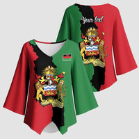 Malawi Flag Map Kimono Sleeve Blouse Simple Malawi Emblem Coat of Arms - Wonder Print Shop