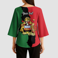 Malawi Flag Map Kimono Sleeve Blouse Simple Malawi Emblem Coat of Arms - Wonder Print Shop