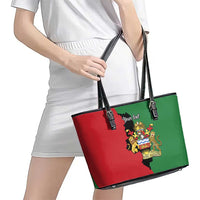 Malawi Flag Map Leather Tote Bag Simple Malawi Emblem Coat of Arms - Wonder Print Shop