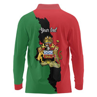 Malawi Flag Map Long Sleeve Polo Shirt Simple Malawi Emblem Coat of Arms - Wonder Print Shop