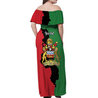 Malawi Flag Map Off Shoulder Maxi Dress Simple Malawi Emblem Coat of Arms - Wonder Print Shop
