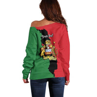 Malawi Flag Map Off Shoulder Sweater Simple Malawi Emblem Coat of Arms - Wonder Print Shop