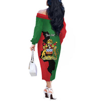 Malawi Flag Map Off The Shoulder Long Sleeve Dress Simple Malawi Emblem Coat of Arms - Wonder Print Shop
