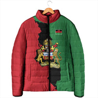 Malawi Flag Map Padded Jacket Simple Malawi Emblem Coat of Arms - Wonder Print Shop