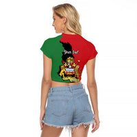 Malawi Flag Map Raglan Cropped T Shirt Simple Malawi Emblem Coat of Arms - Wonder Print Shop