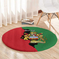 Malawi Flag Map Round Carpet Simple Malawi Emblem Coat of Arms - Wonder Print Shop