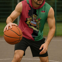 Malawi Flag Map Sleeveless Hoodie Simple Malawi Emblem Coat of Arms - Wonder Print Shop