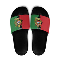 Malawi Flag Map Slide Sandals Simple Malawi Emblem Coat of Arms - Wonder Print Shop