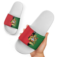 Malawi Flag Map Slide Sandals Simple Malawi Emblem Coat of Arms - Wonder Print Shop