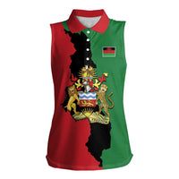 Malawi Flag Map Women Sleeveless Polo Shirt Simple Malawi Emblem Coat of Arms - Wonder Print Shop