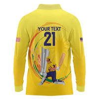 Custom Cricket Malaysia East Asia-Pacific Long Sleeve Polo Shirt Malaysia Road to Glory - Wonder Print Shop