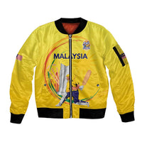 Custom Cricket Malaysia East Asia-Pacific Sleeve Zip Bomber Jacket Malaysia Road to Glory - Wonder Print Shop