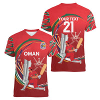 Custom Cricket Oman East Asia-Pacific Women V-Neck T-Shirt Oman Home Victory Spirit - Wonder Print Shop