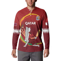 Custom Cricket Qatar East Asia-Pacific Button Sweatshirt Qatar Boundary to Victory - Wonder Print Shop