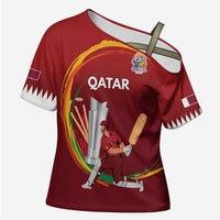 Custom Cricket Qatar East Asia-Pacific Cross Shoulder Shirt Qatar Boundary to Victory - Wonder Print Shop