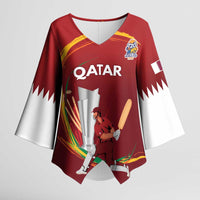 Custom Cricket Qatar East Asia-Pacific Kimono Sleeve Blouse Qatar Boundary to Victory - Wonder Print Shop
