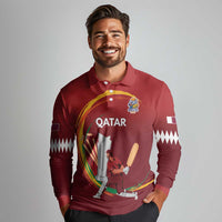 Custom Cricket Qatar East Asia-Pacific Long Sleeve Polo Shirt Qatar Boundary to Victory - Wonder Print Shop