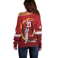 Custom Cricket Qatar East Asia-Pacific Off Shoulder Sweater Qatar Boundary to Victory - Wonder Print Shop