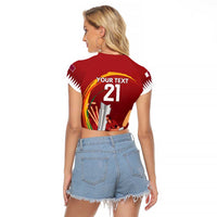 Custom Cricket Qatar East Asia-Pacific Raglan Cropped T Shirt Qatar Boundary to Victory - Wonder Print Shop
