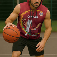 Custom Cricket Qatar East Asia-Pacific Sleeveless Zip Hoodie Qatar Boundary to Victory - Wonder Print Shop