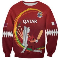 Custom Cricket Qatar East Asia-Pacific Sweatshirt Qatar Boundary to Victory - Wonder Print Shop